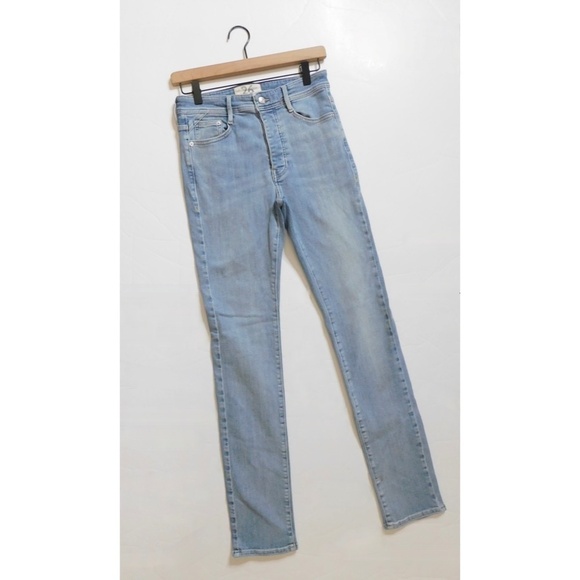 WE THE FREE Free People Light Wash High Waist Denim Jeans Stretch Button Fly 26 - Picture 3 of 11